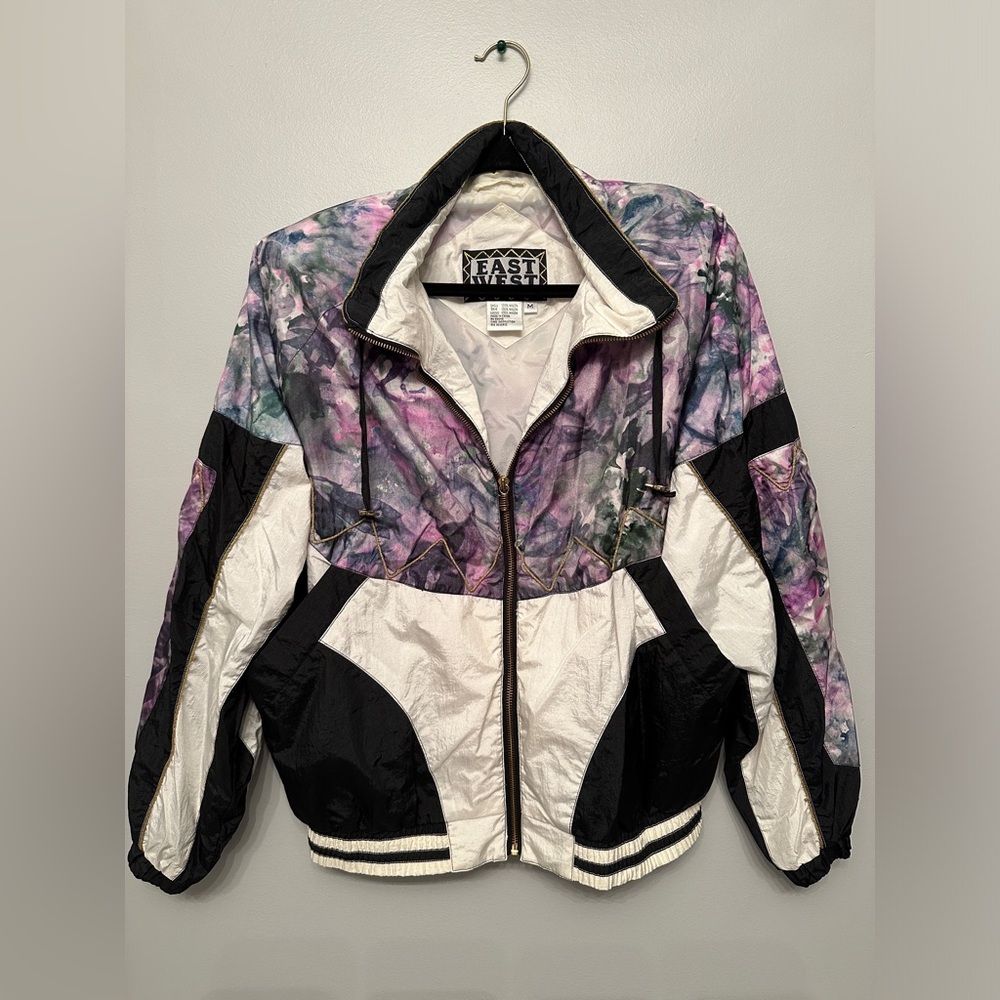 Vintage East West watercolor windbreaker bomber jacket